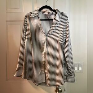 H&M Cream and Black Striped Shirt
